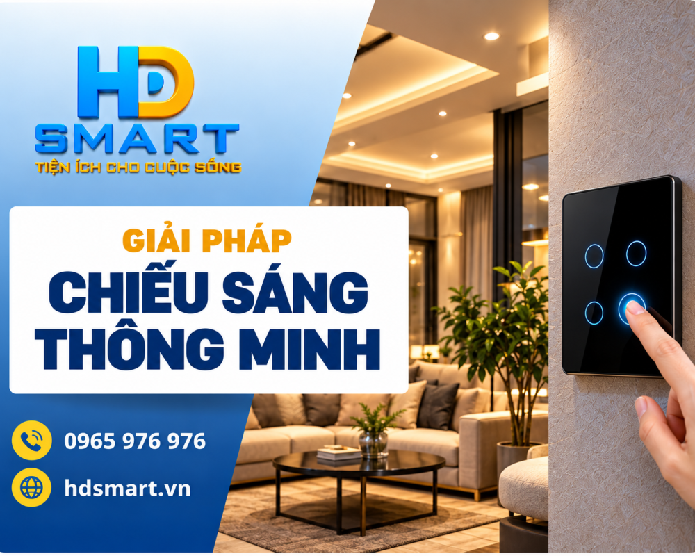 Chiếu sáng thông minh HD SMART: Công tắc kính viền nhôm cao cấp